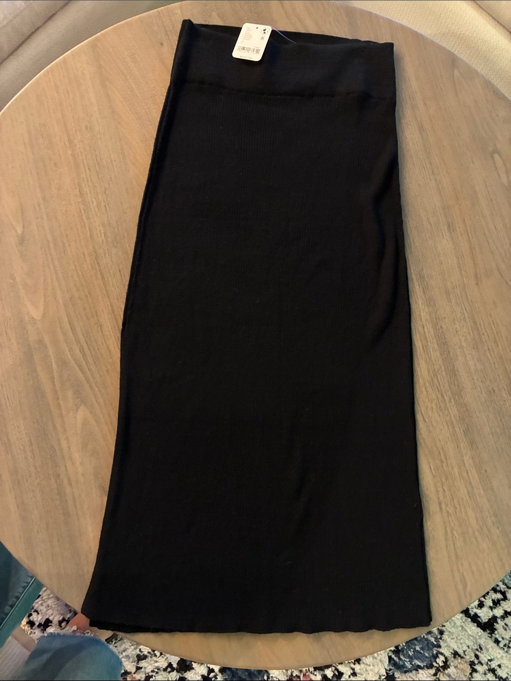 Free People Black Ribbed Long Pencil Skirt